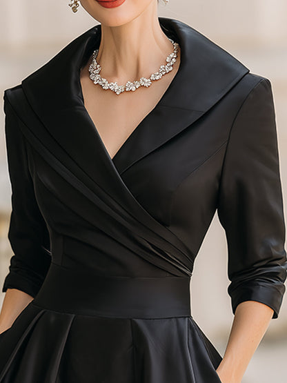 Elegant vintage satin midi dress for women - 2