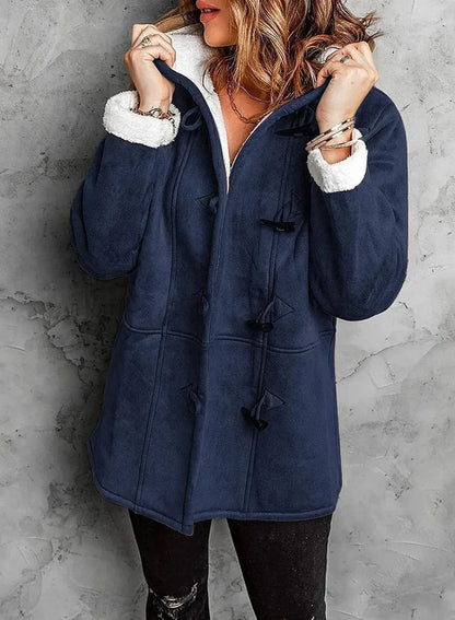 Refined double-breasted longline coat for women | Arwelyn -8