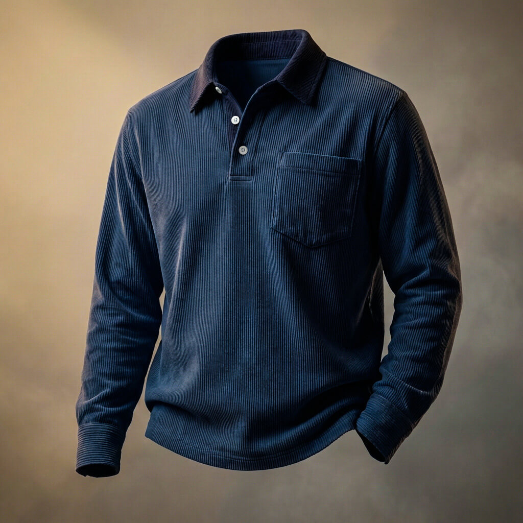 Smart corduroy long-sleeve polo for men | Scott - 2