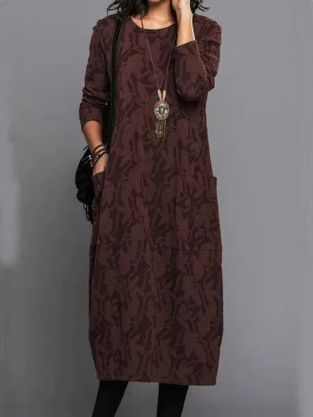 Relaxed everyday midi dress with pockets for women - 8