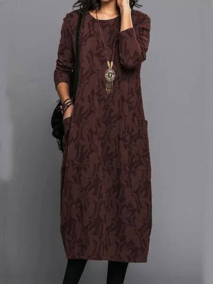 Relaxed everyday midi dress with pockets for women - 8