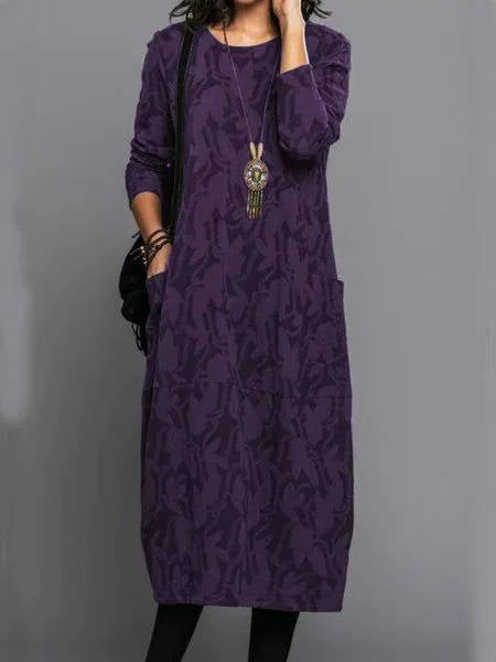 Relaxed everyday midi dress with pockets for women - 7