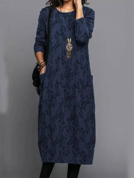 Relaxed everyday midi dress with pockets for women - 4