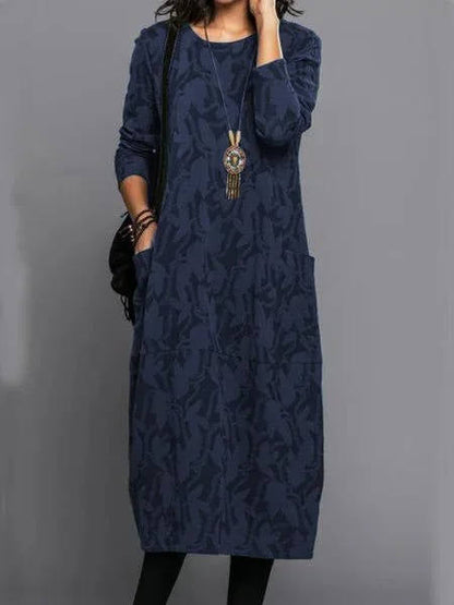 Relaxed everyday midi dress with pockets for women - 4
