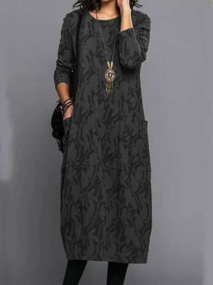 Relaxed everyday midi dress with pockets for women - 6