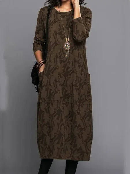 Relaxed everyday midi dress with pockets for women - 5