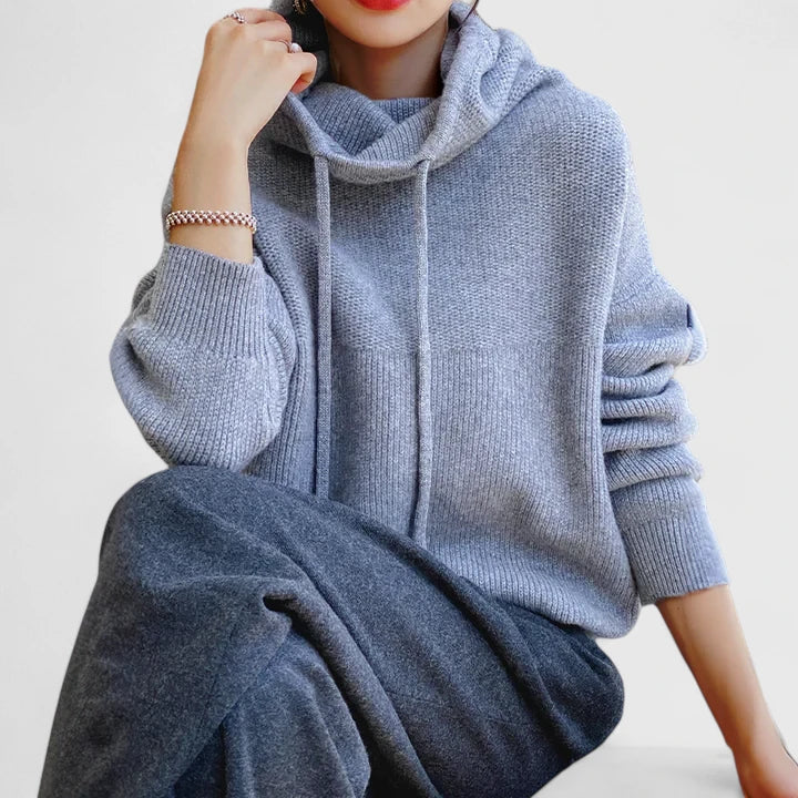 Cosy everyday oversized knit hoodie for women | Marie -6