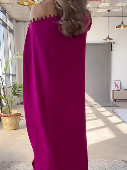 H-line loose buttoned solid-colour maxi dress for women - 10