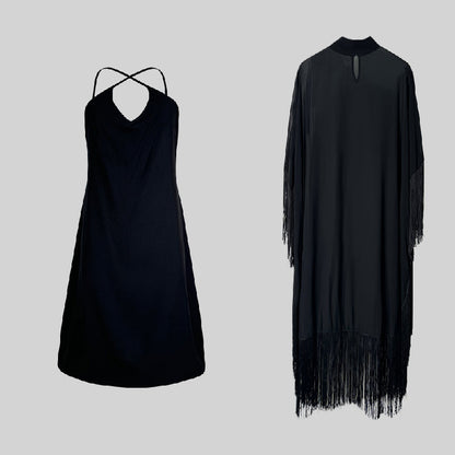 Batwing-sleeve loose tassel mock-neck maxi dress for women - 4