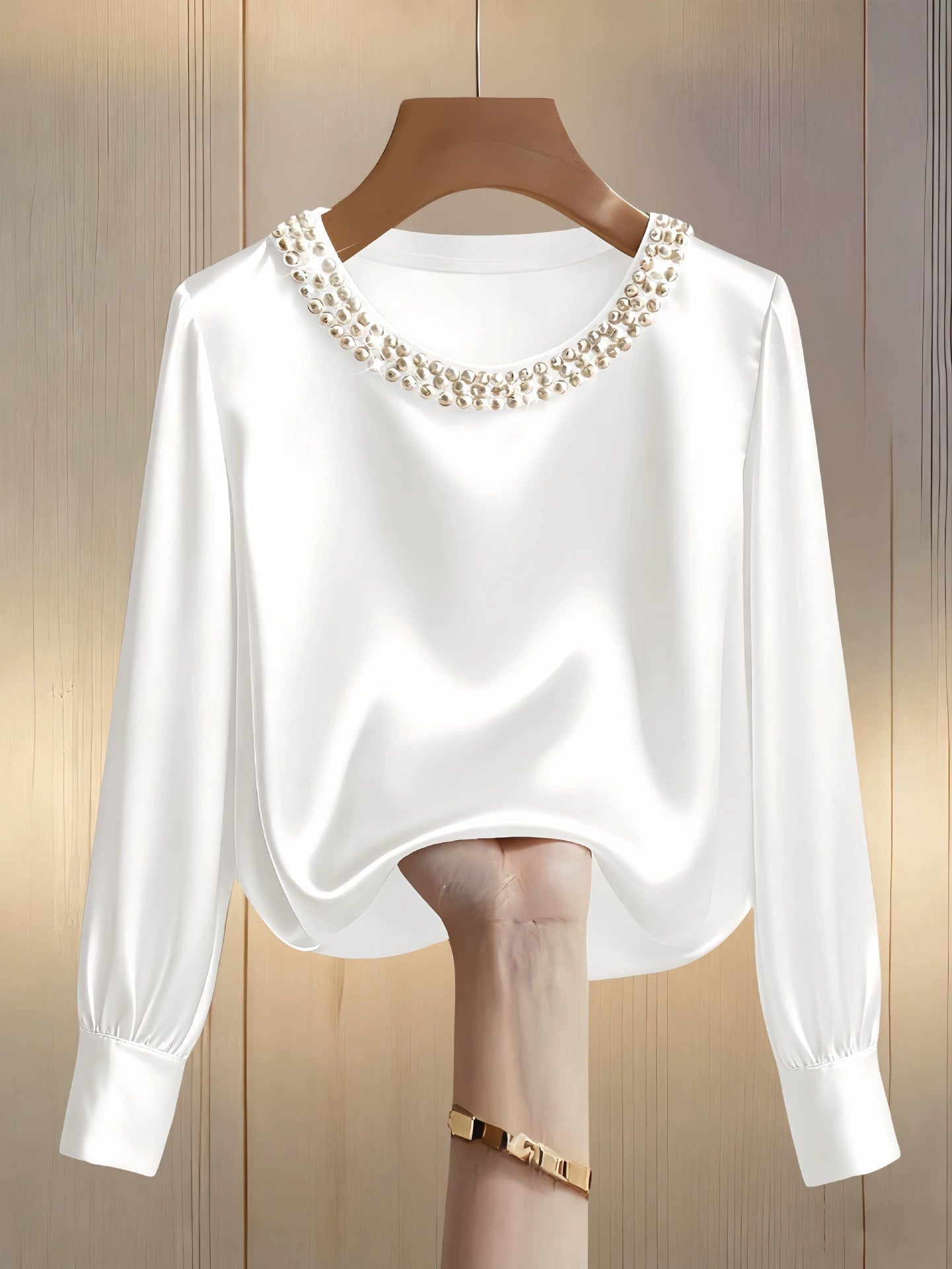 Elegant everyday round neck versatile top for women | Perlisse -2