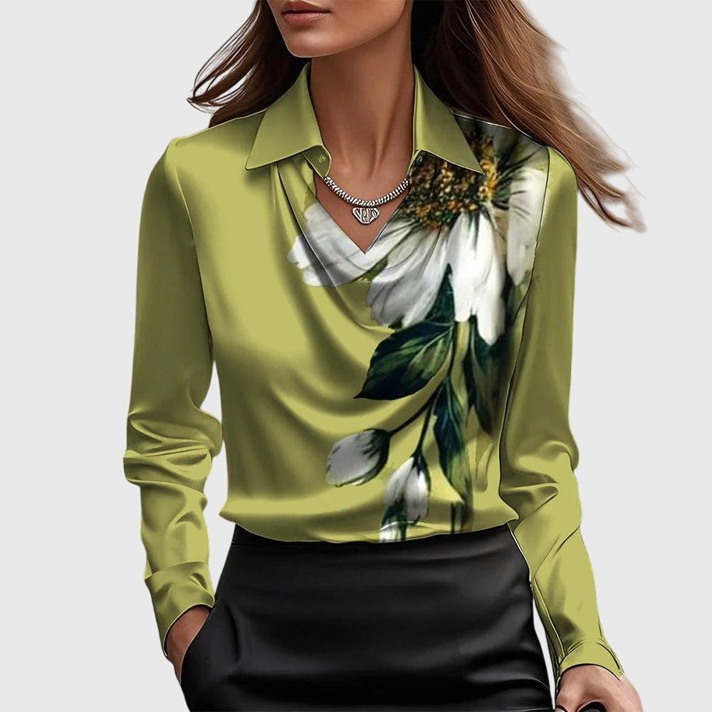 Draped Neck Elegant Blouse Chic For Women | Vivienne