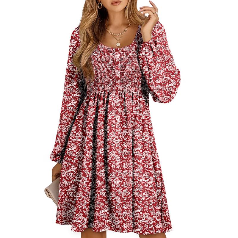 Casual Smocked Empire Waist A Line Dress Chic For Women | Clarimelle
