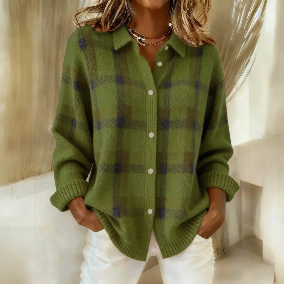 Relaxed Check Button Front Sweater Cozy For Women | Lanie
