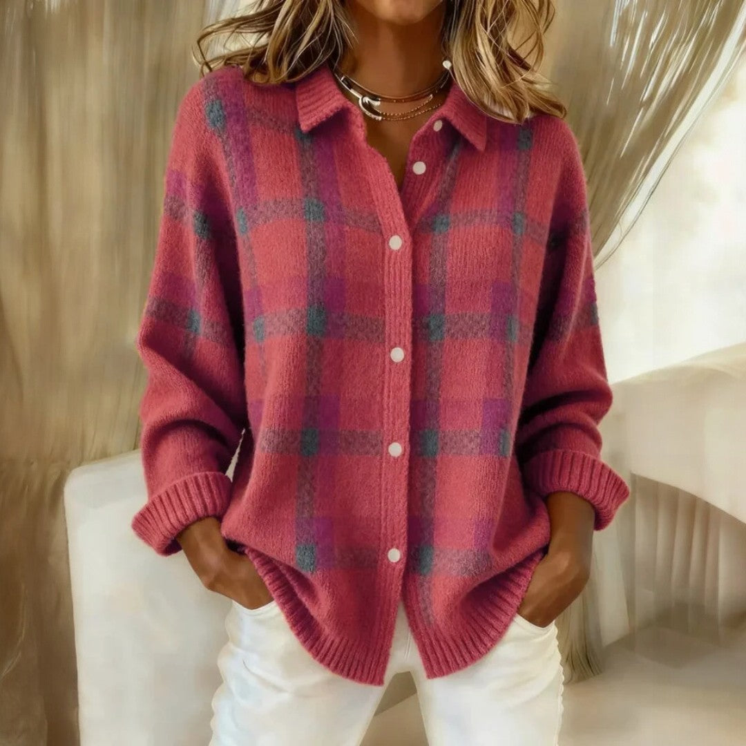 Relaxed Check Button Front Sweater Cozy For Women | Lanie