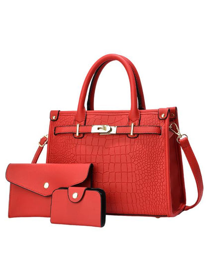 Crocodile Embossed Large Capacity Crossbody Handbag Set Chic For Women | Valentinae