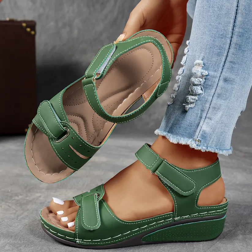 Classic orthopaedic wedge comfort sandals for women | Clara -8