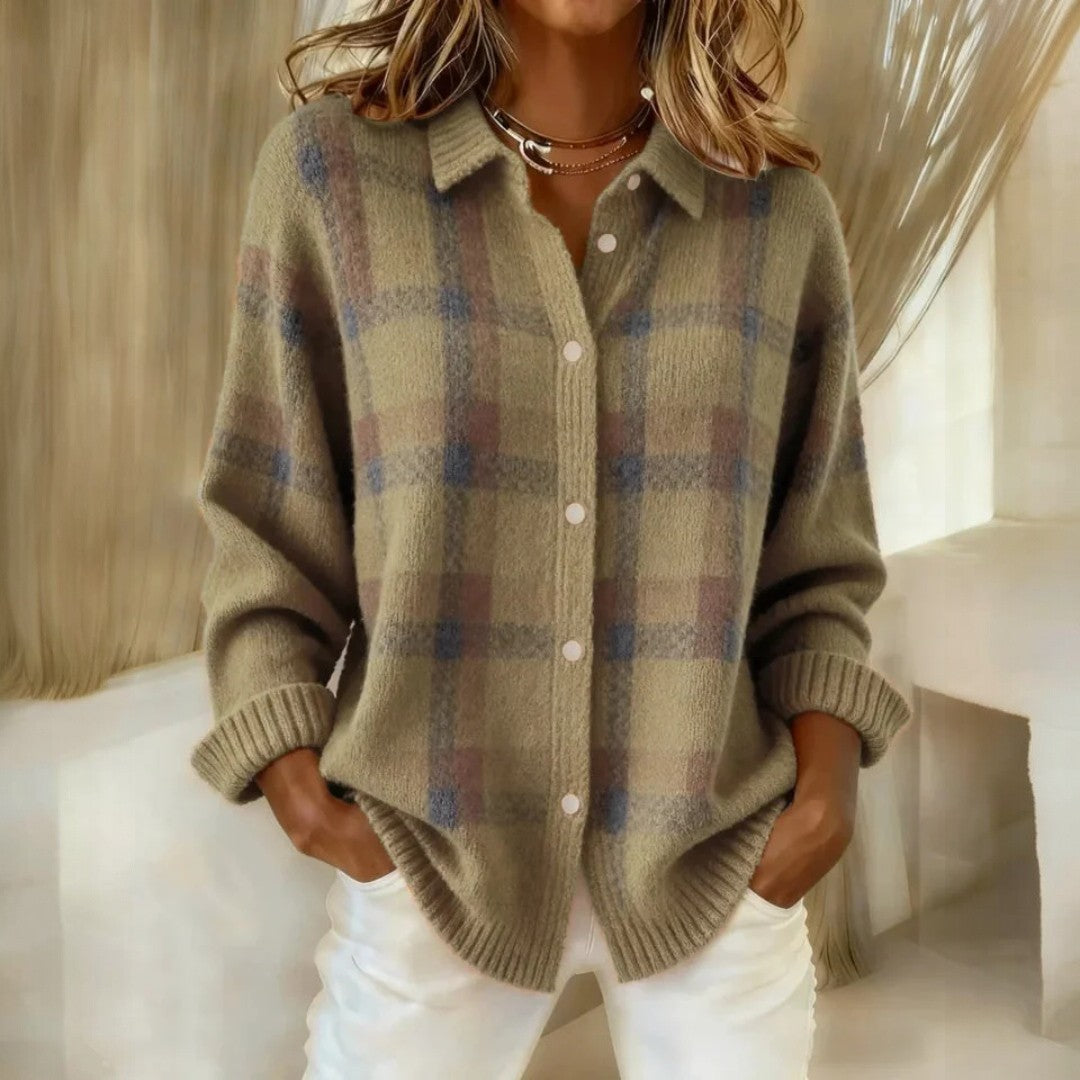 Relaxed Check Button Front Sweater Cozy For Women | Lanie