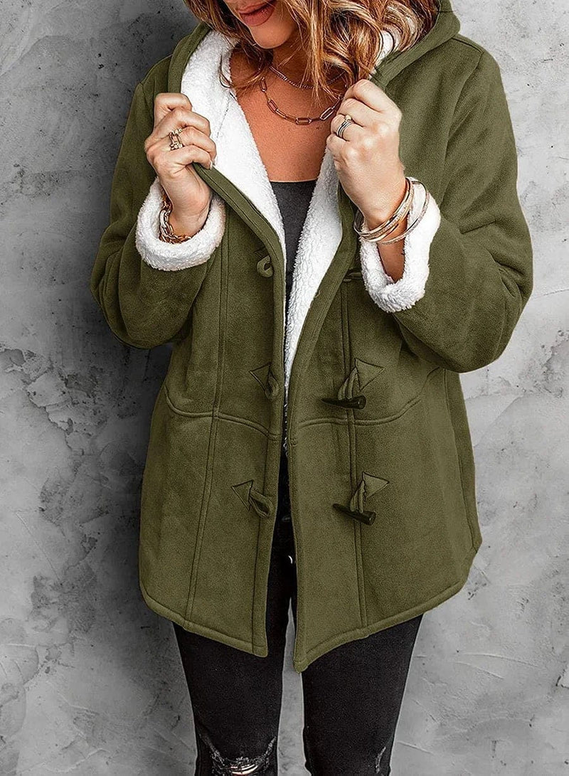 Hooded toggle winter coat for women | Arwelyn