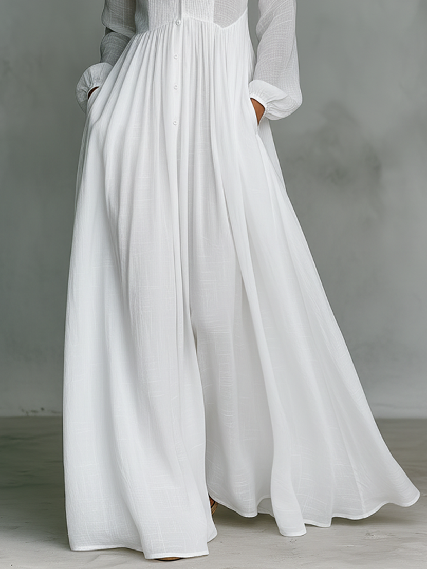 Minimalist patchwork high-collar maxi dress for women | Elindra -4