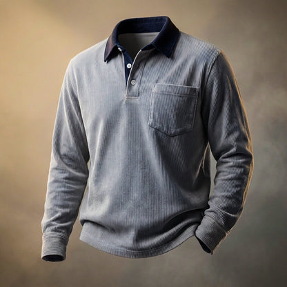 Smart corduroy long-sleeve polo for men | Scott - 4