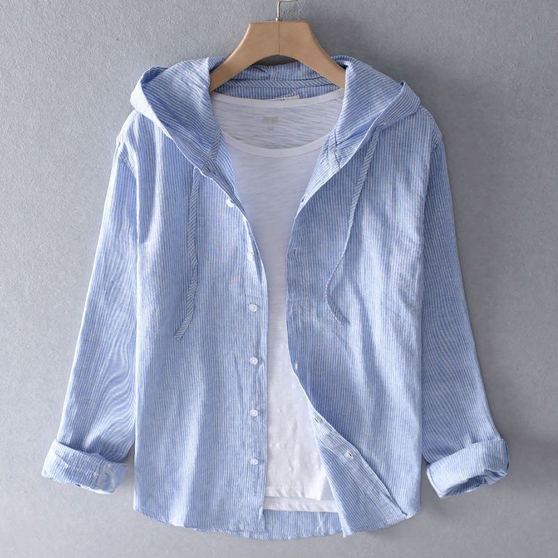 Lightweight Button-Up Hooded Shirt Classic For Men | Elion