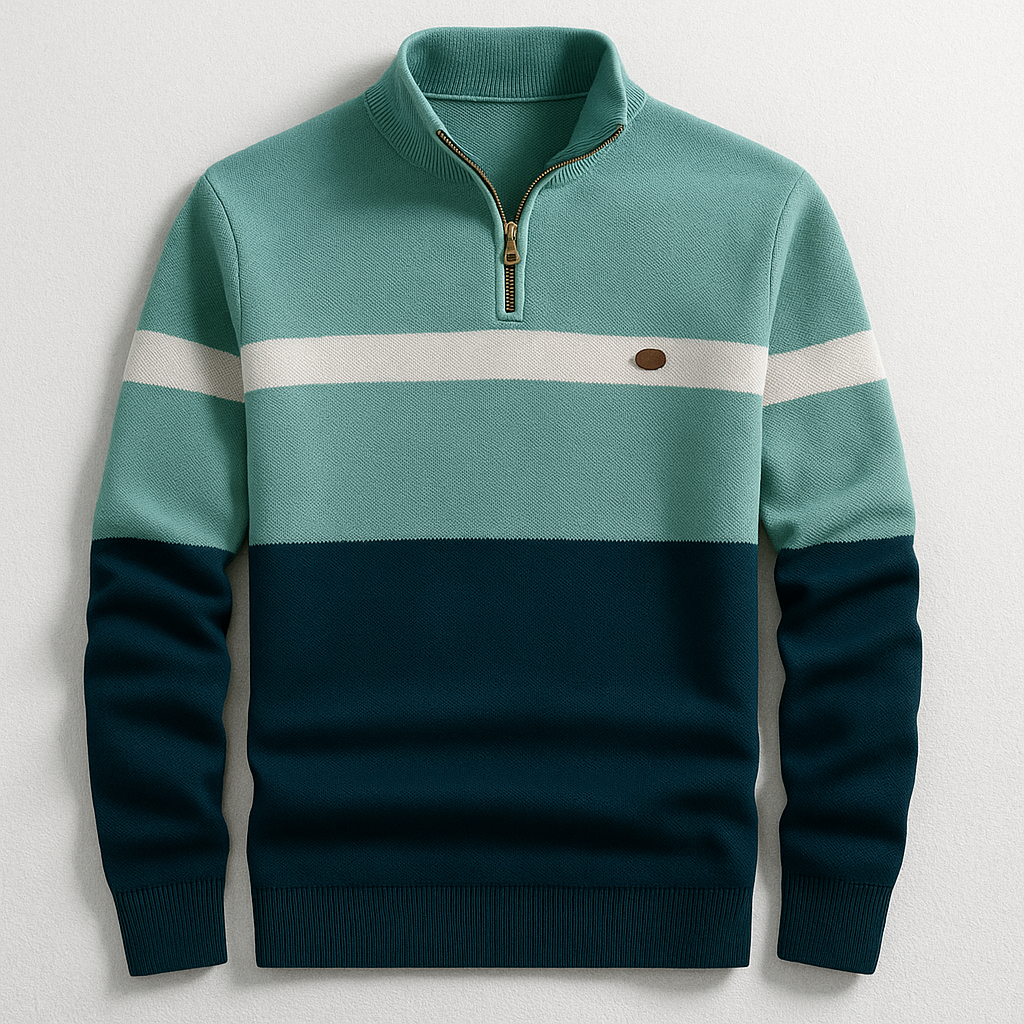 Heritage Stripe Quarter-Zip Sweater Cozy For Men | Alden