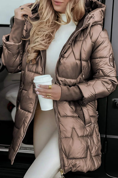 Hooded Quilted Long Coat Stylish for Women | Celeste