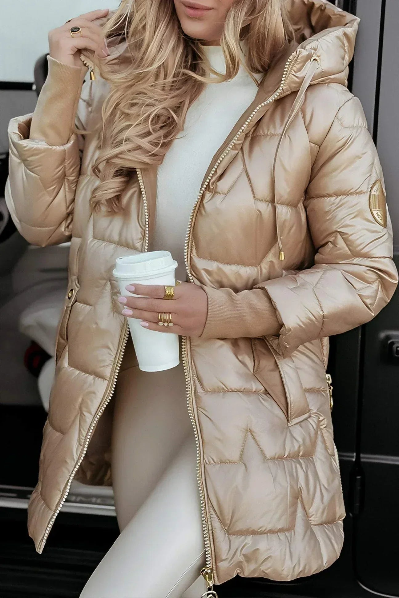 Hooded Quilted Long Coat Stylish for Women | Celeste
