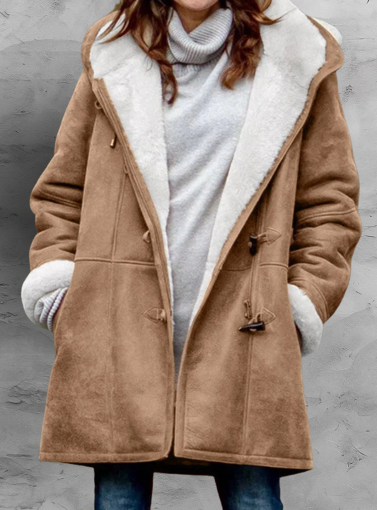 Refined double-breasted longline coat for women | Arwelyn -11