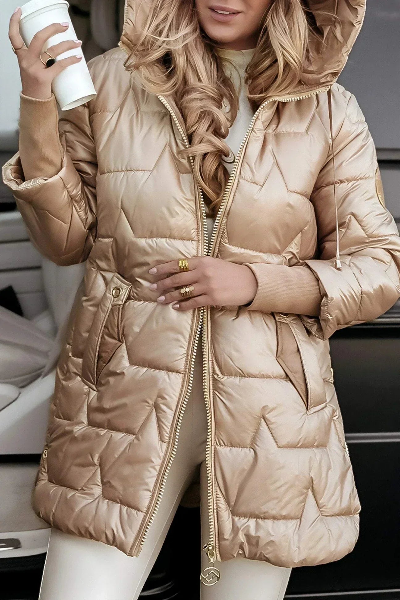 Hooded Quilted Long Coat Stylish for Women | Celeste