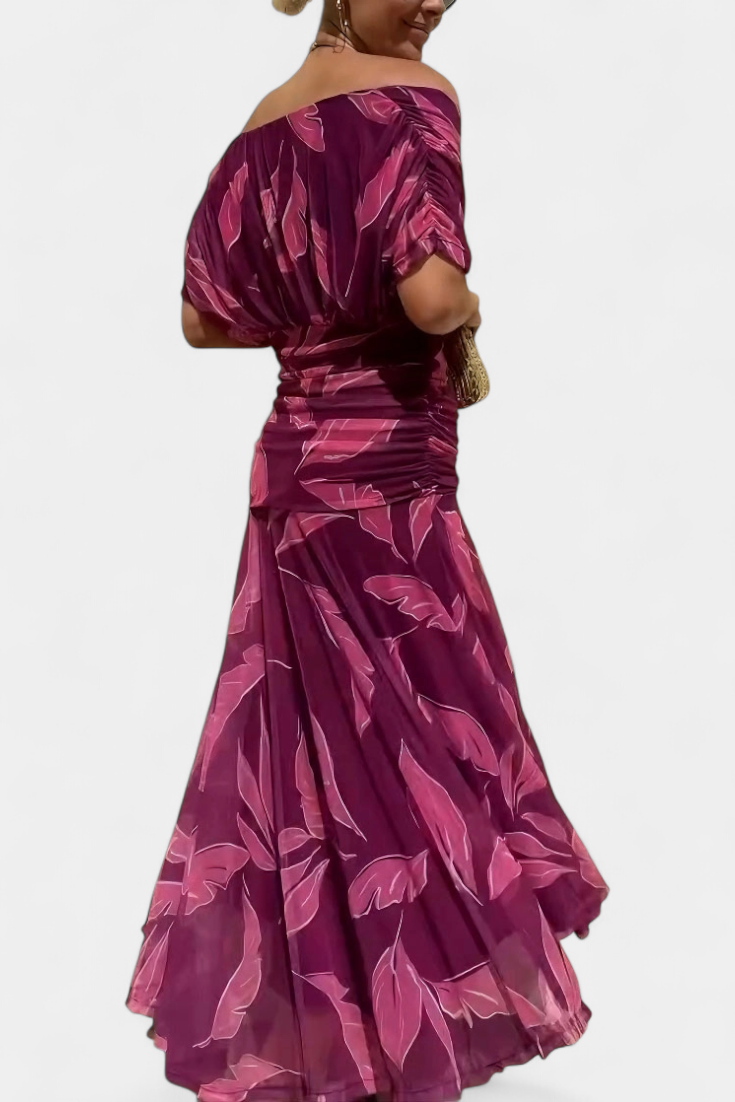 Long floral V-neck everyday casual dress for women | Vivian -5