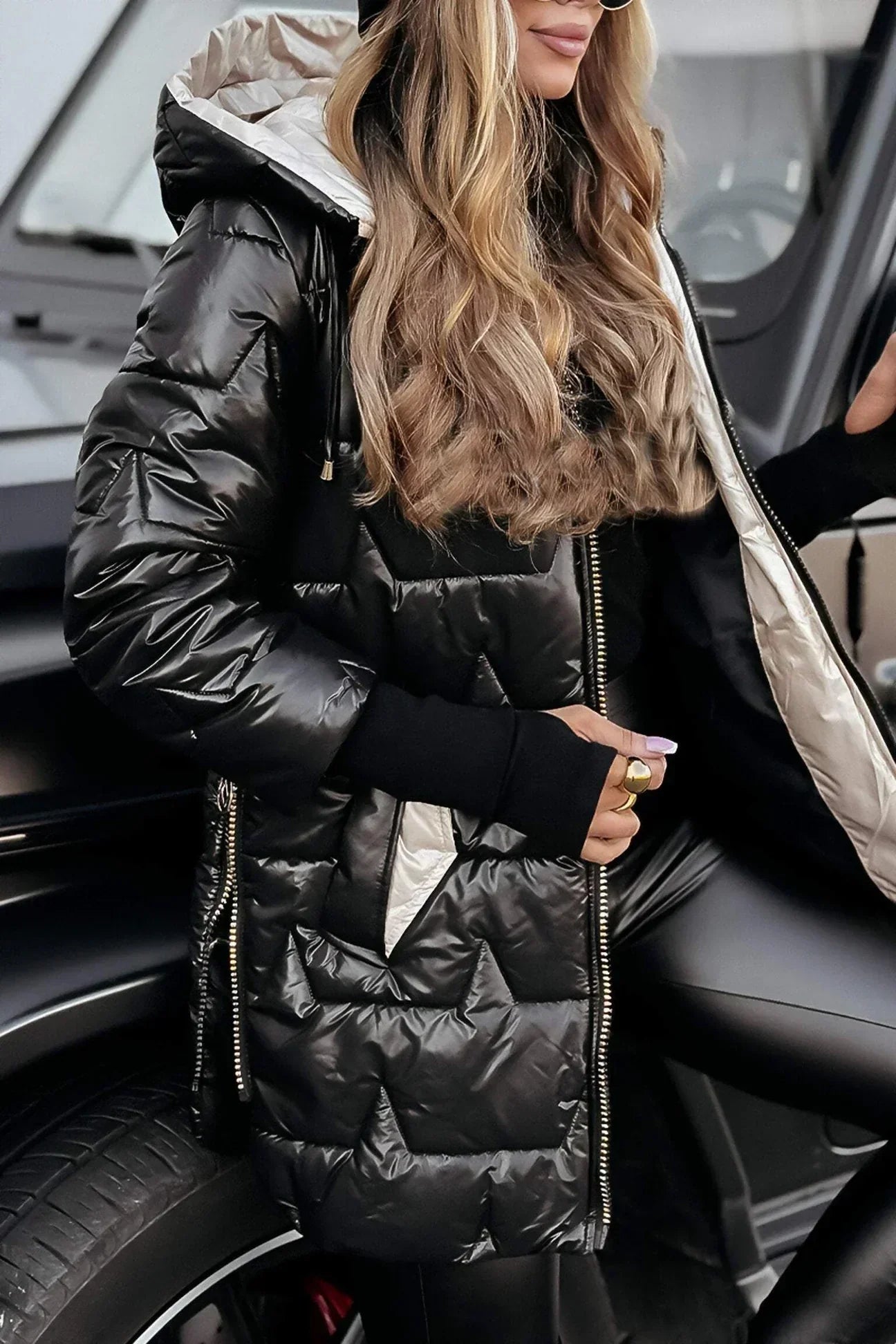 Hooded Quilted Long Coat Stylish for Women | Celeste