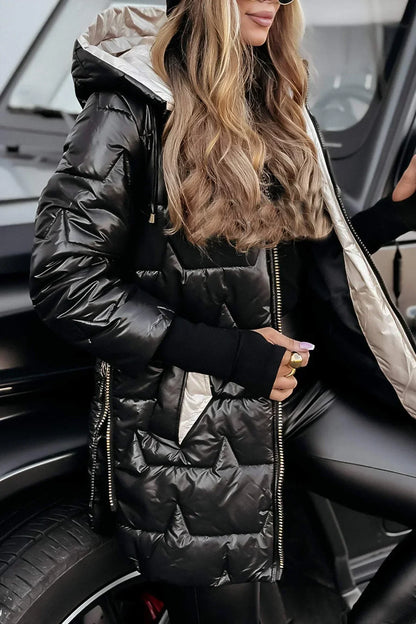 Hooded Quilted Long Coat Stylish for Women | Celeste