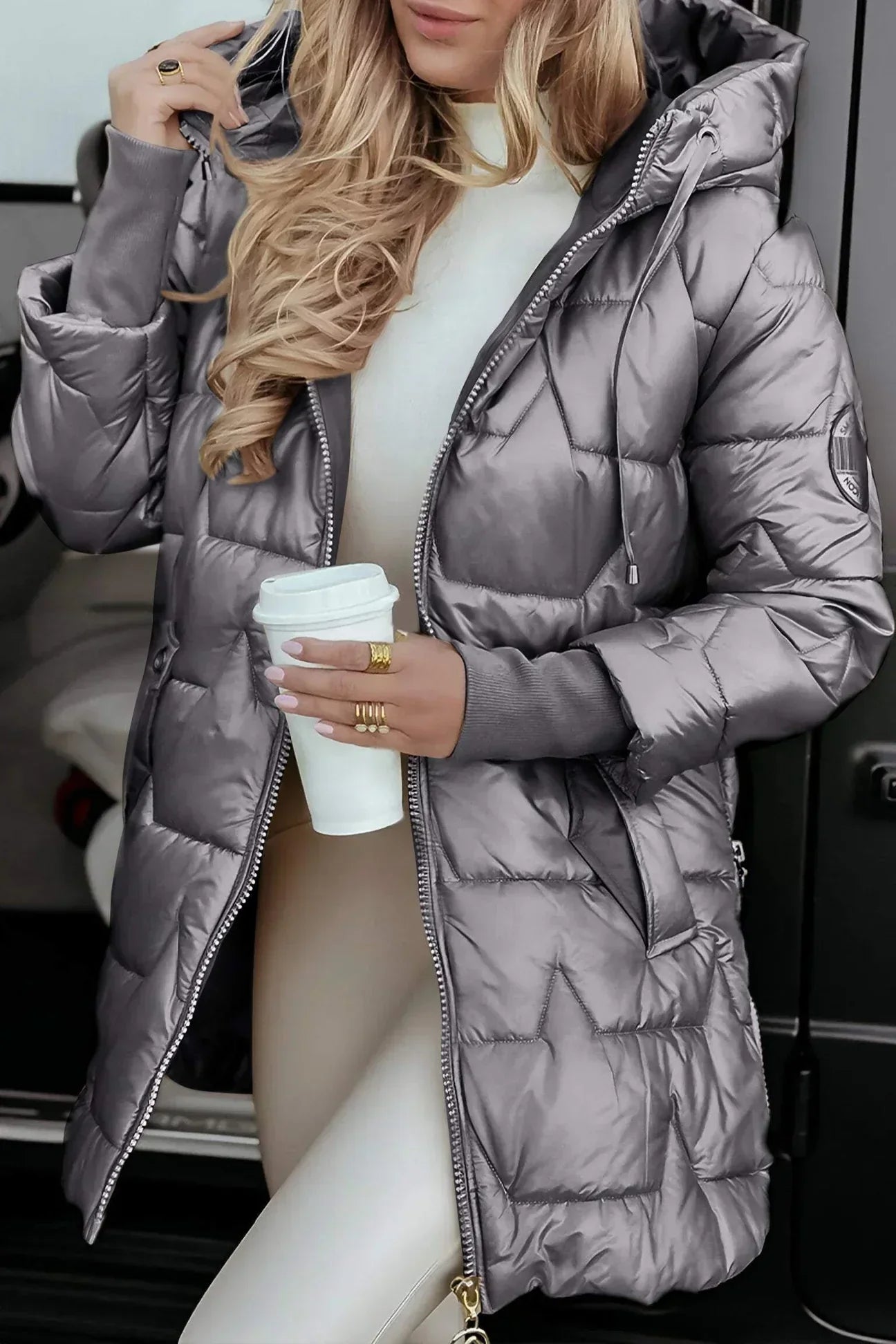 Hooded Quilted Long Coat Stylish for Women | Celeste