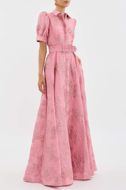 Elegant puff sleeve occasion midi dress for women | Anabella -3