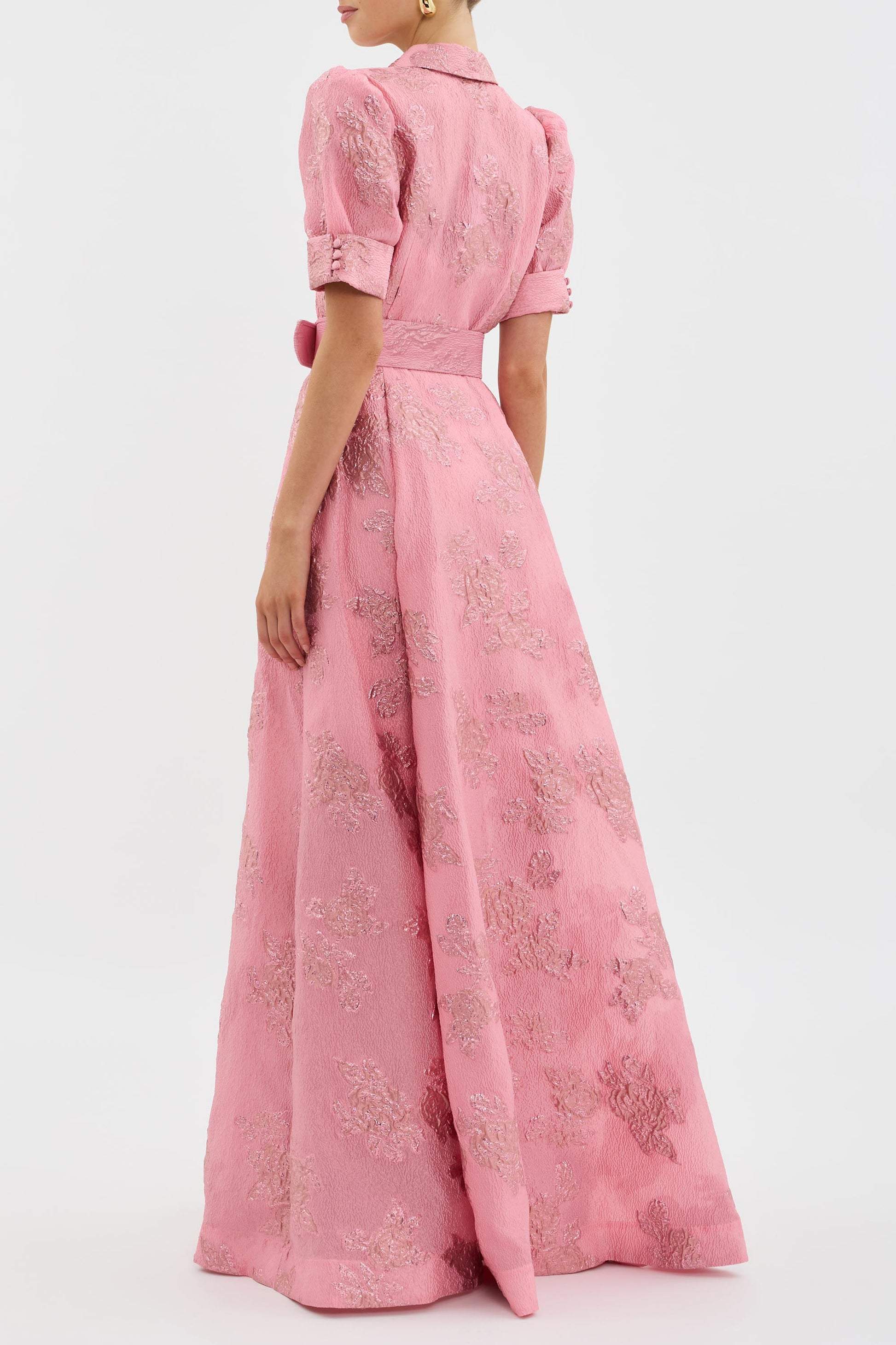 Elegant puff sleeve occasion midi dress for women | Anabella -2