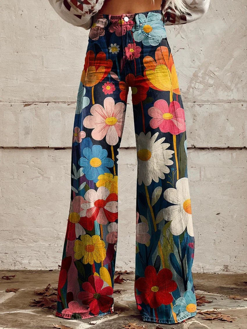Vibrant retro wide-leg everyday trousers for women | Cirilla -5