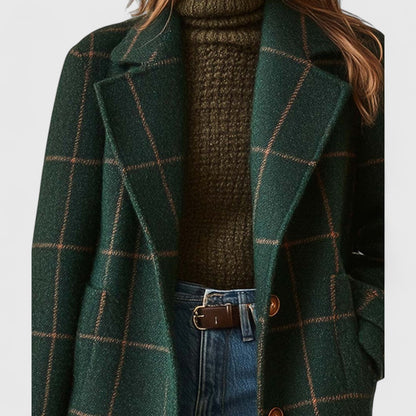 Classic check tailored winter coat for women | Fiona -2
