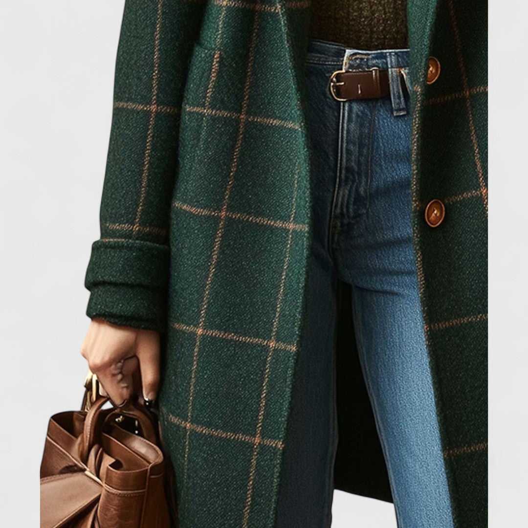 Elegant classic check wool coat for women | Fiona - 3