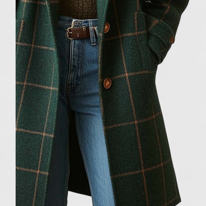 Classic check tailored winter coat for women | Fiona -4