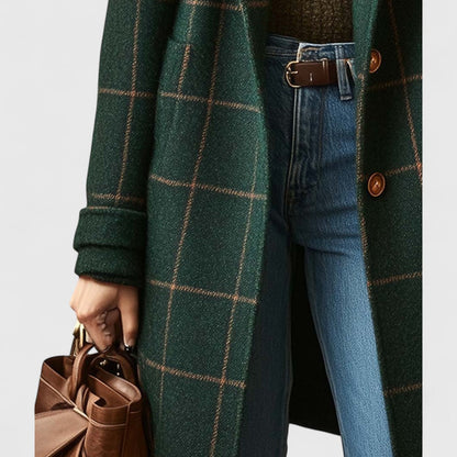 Classic check tailored winter coat for women | Fiona -3