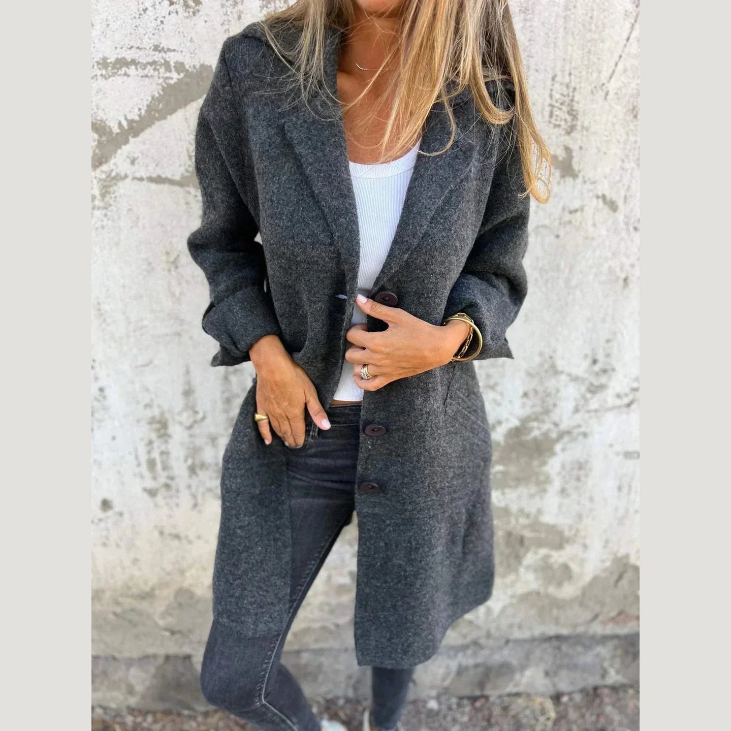 Relaxed casual longline everyday coat for women | Baylea -4