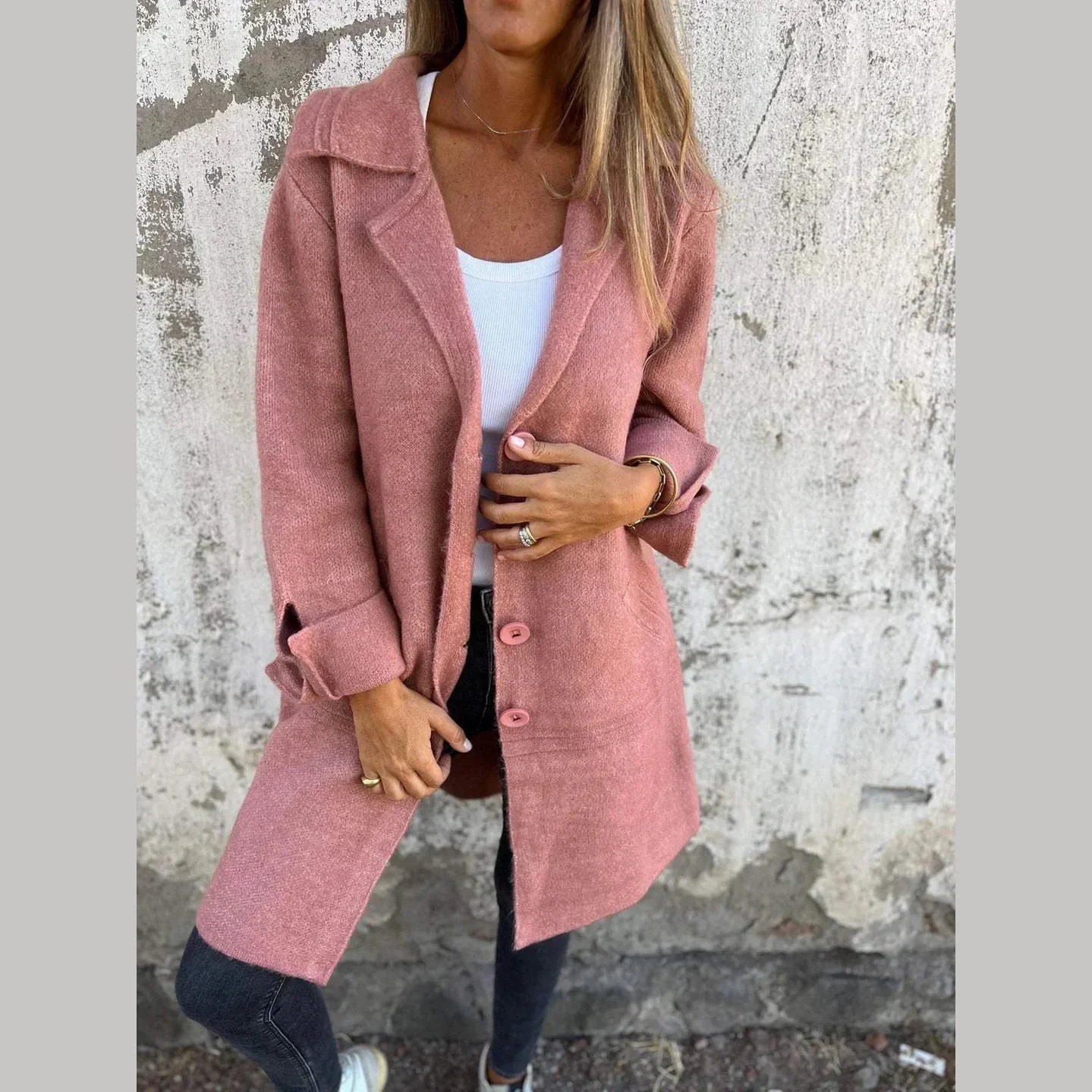 Relaxed casual longline everyday coat for women | Baylea -3
