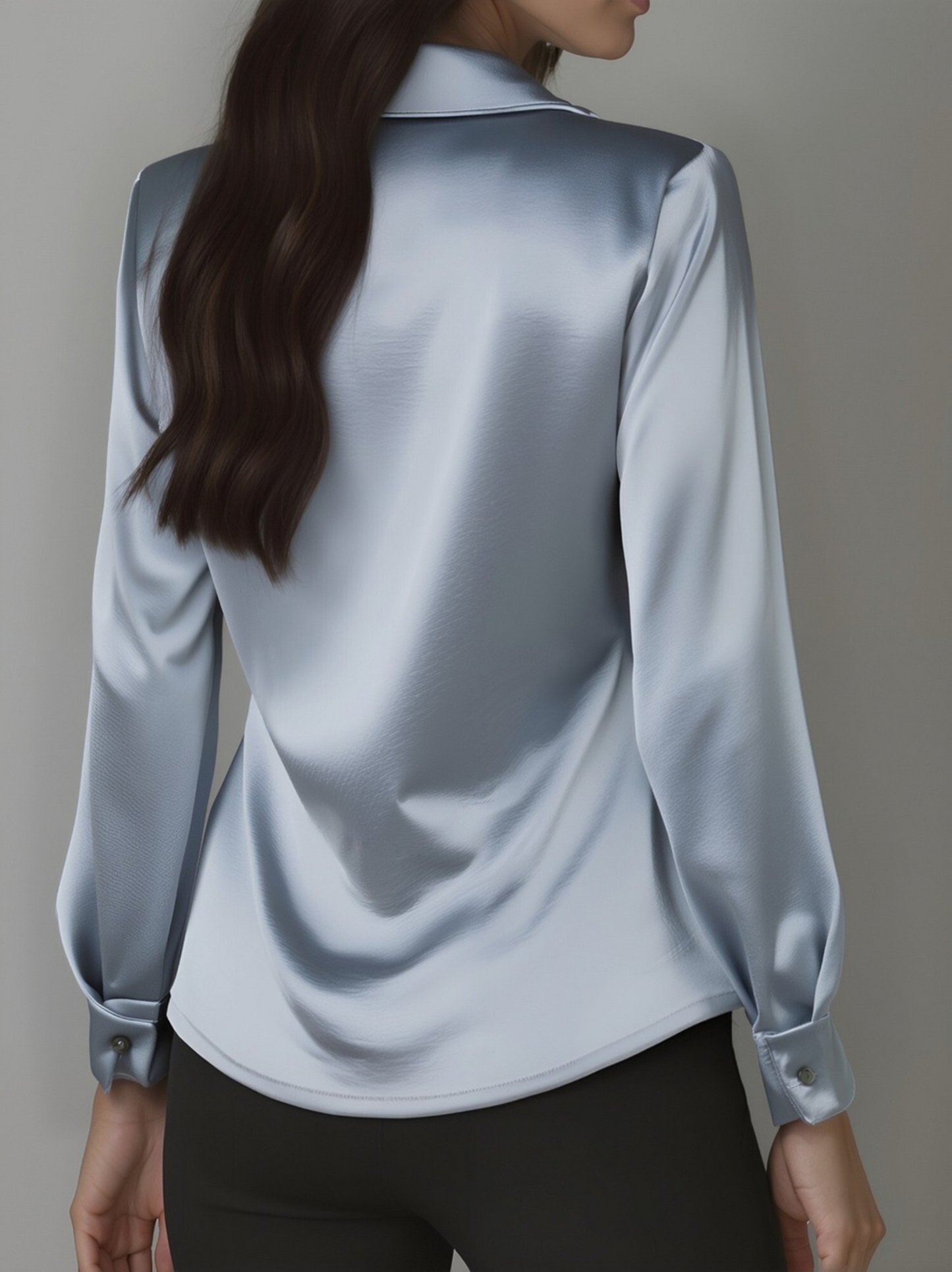 Elegant satin draped-neck blouse for women - 7