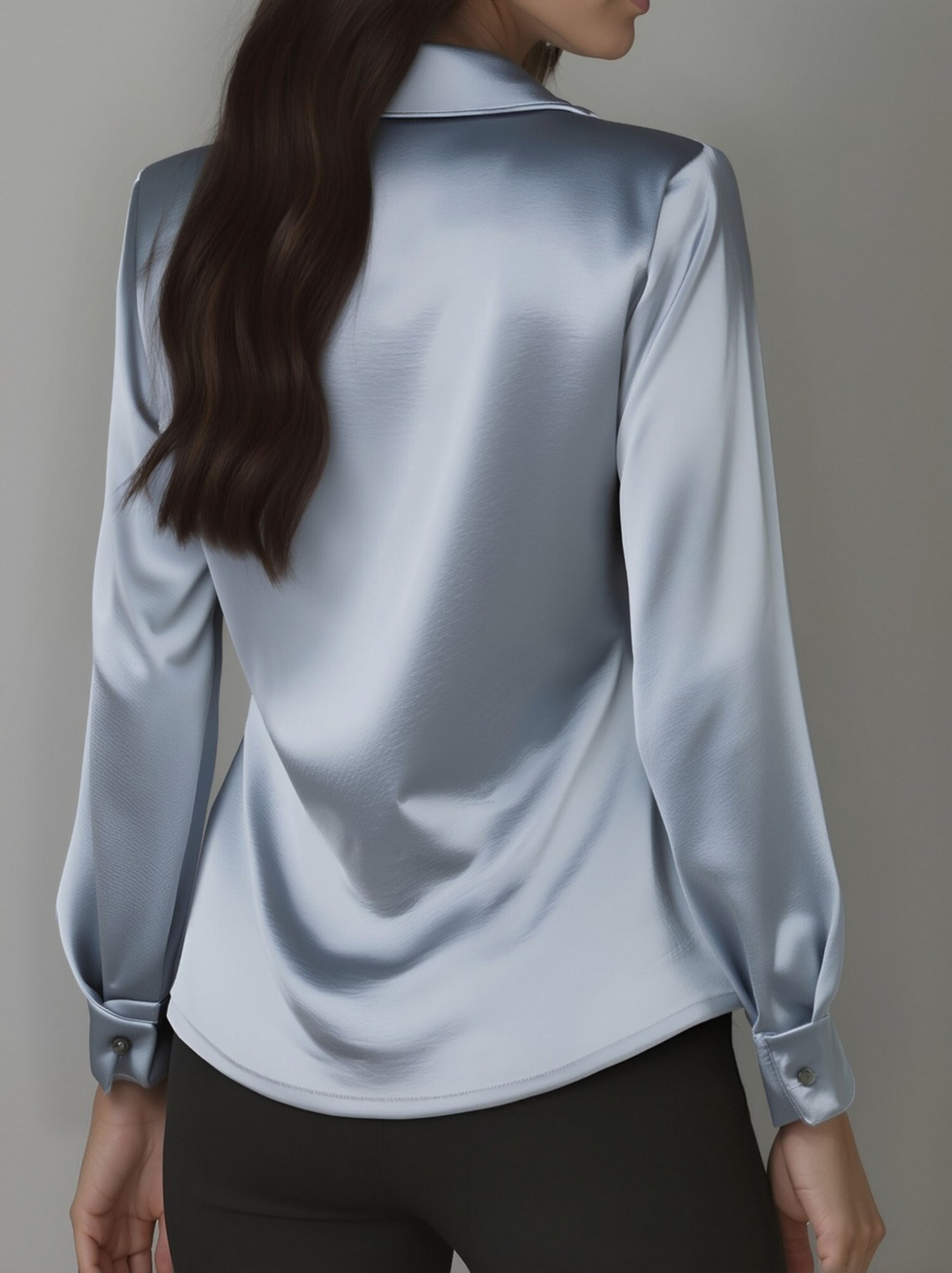Elegant satin draped-neck blouse for women - 7