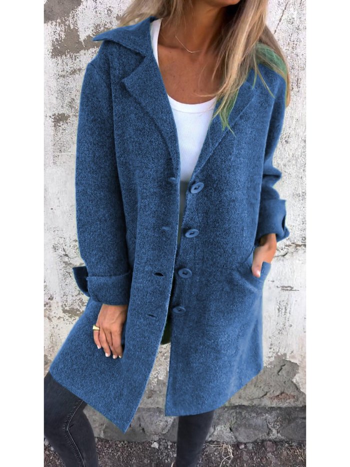 Classic lapel button-front everyday coat for women | Tessa -8