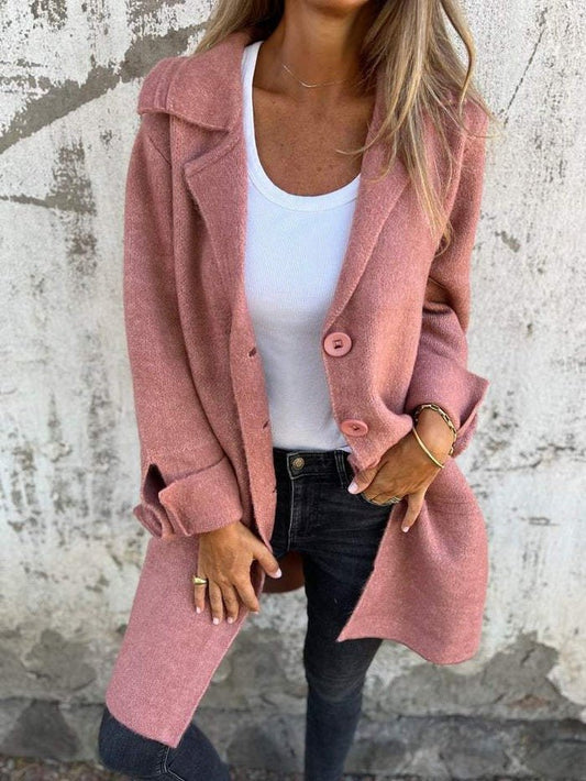 Classic lapel button-front everyday coat for women | Tessa -1