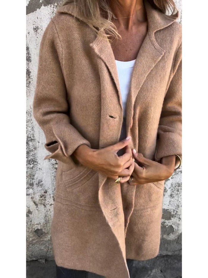 Classic lapel button-front everyday coat for women | Tessa -5