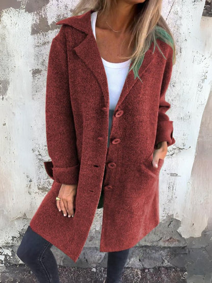 Classic lapel button-front everyday coat for women | Tessa -6
