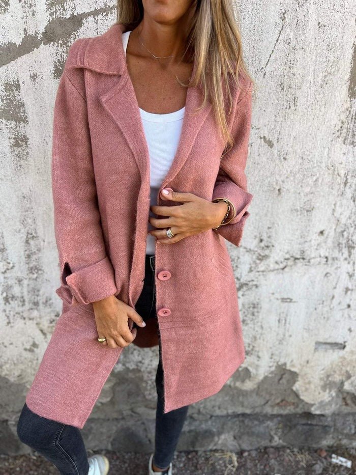 Classic lapel button-front everyday coat for women | Tessa -2
